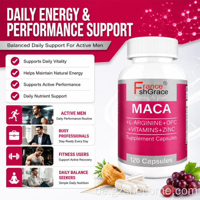 Hochwertige Shecome Maca-Kapseln unterstützen die Energie